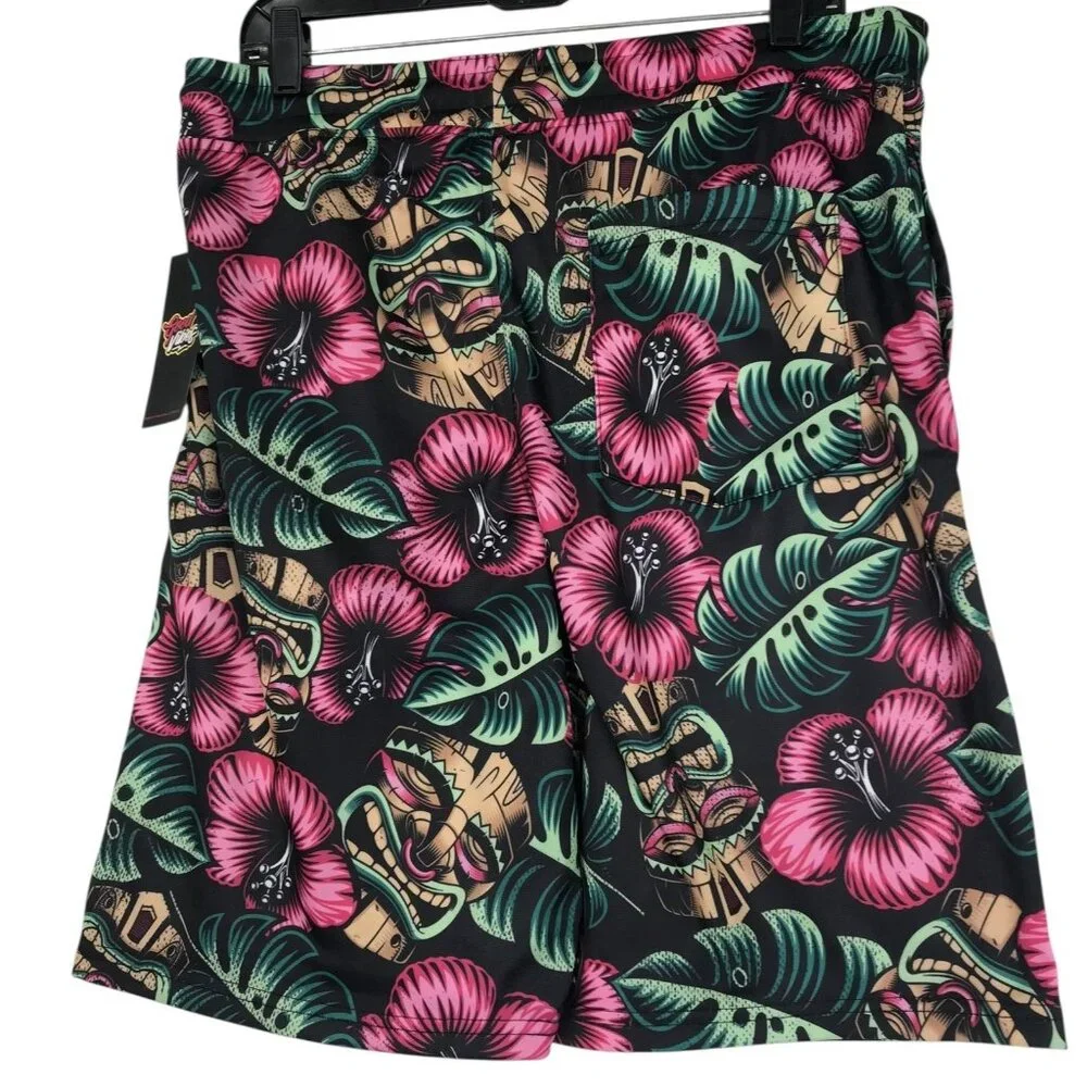 Good Vibes By Drill Clothing Company Shorts Mens Size Large Tiki Floral Hawaiian